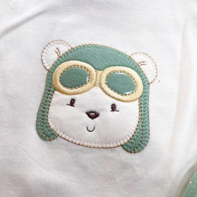  CONJ. DE MALHA 3 PEÇAS - Aviador - Off White e Verde